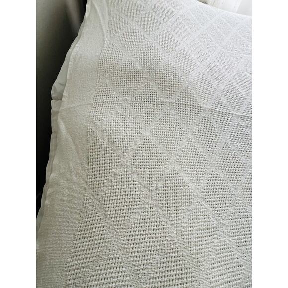 White Cotton Waffle Weave Blanket King USA WPL 1675 Vintage Diamond 25 Beacon ? - Picture 13 of 16